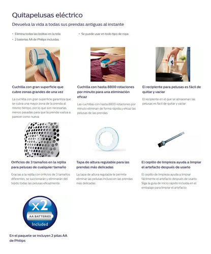 Quitapelusa Electrico Philips Gc026 Saca Pelusas