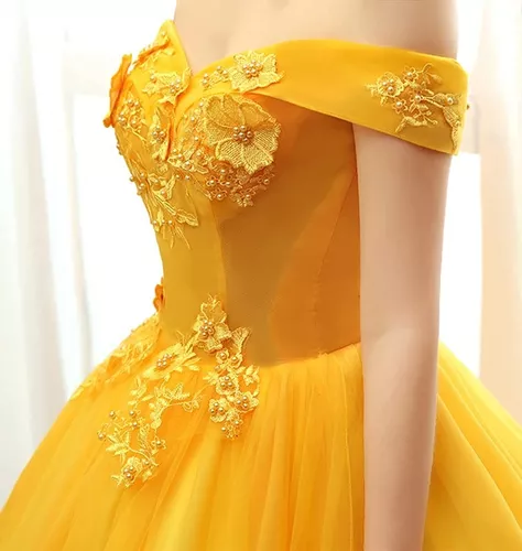 Vestido Amarillo Bella Quinceañera 15 Años Princesa Gala Q07
