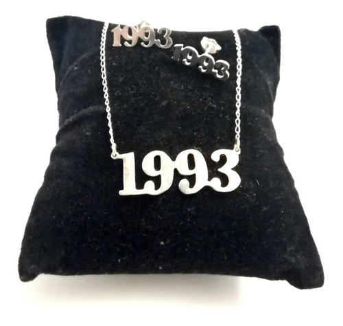 Juego Collar Y Aretes Personalizado Nombre O Fecha De Plata