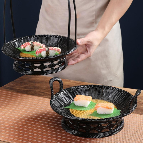 Plato Para Servir Sushi, Cuenco Negro 25,5 Cm X 35 Cm