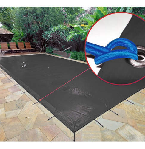 Capa Piscina 6x3,5+térmica+limpeza+proteção Uv+kit 6x3,5 Cor Preto