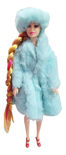 Muñeca Princesa Reina Vestido Lanoso Frio Cabello Largo