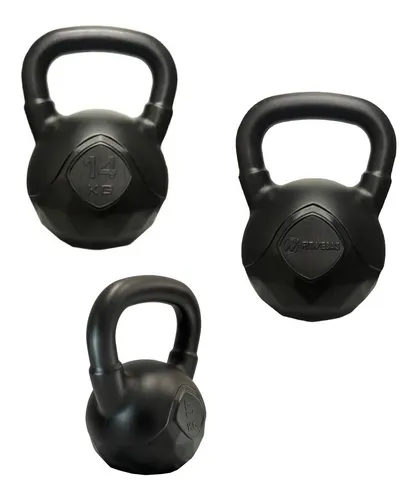 Set 3 Pesas Rusas De 5 Kg + 10 Kg + 14kg Fitnesas Kettlebell