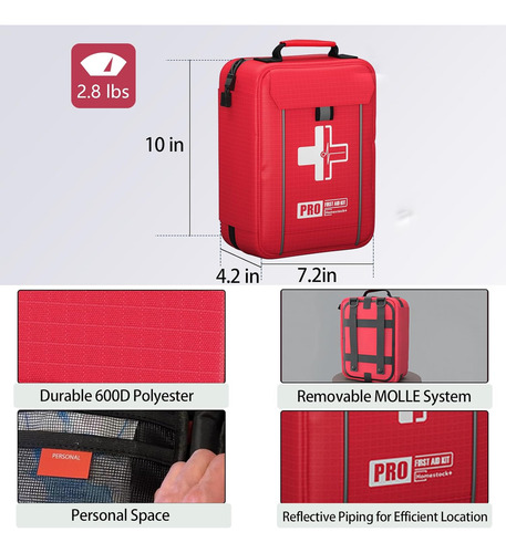 Kit Completo De Primeros Auxilios Con Compartimentos Etiquet