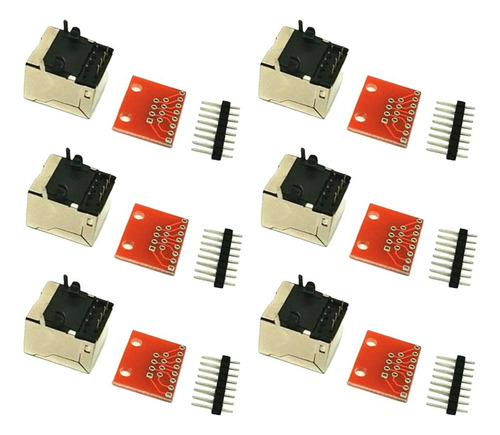 6 Piezas Conector Rj45 Pcb Y De Licencia De Comprobar