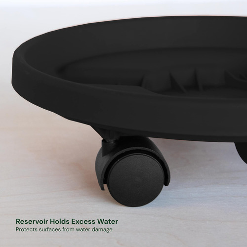 Maceta Redonda Caddy Bloem Con Ruedas, 12 Cm, Plástico Negro