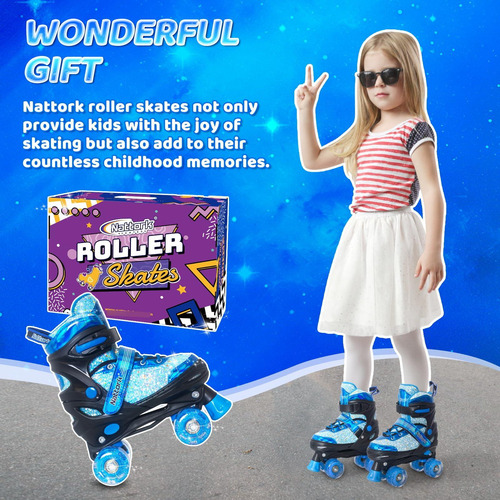 Patines Nattork Para Niños Ajuste Tamaño Ruedas Iluminadas Talle De Los Patines 0 Mm Azul Starsky