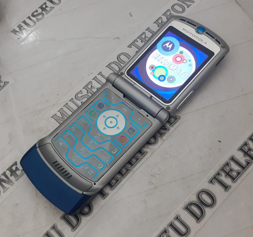 Motorola V3 Azul Marinho+capa Couro Celular Antigo Relíquia Azul-marinho (Usado)