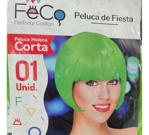 Peluca Colores Melena Corta Disfraz Cosplay 30 Cm 