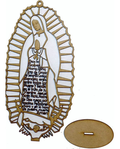 15 Virgen De Guadalupe Mdf Oración Ave María 20cm Recuerdo