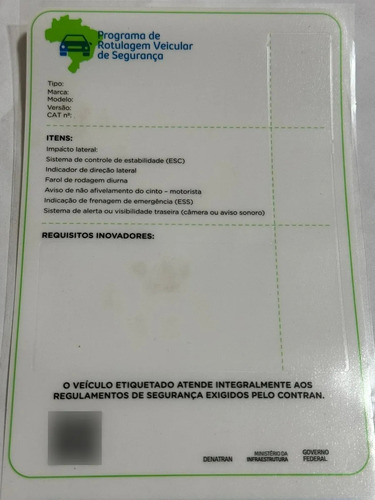 Etiqueta Frontal Consumo Toda Linha Automotiva A Partir 2013