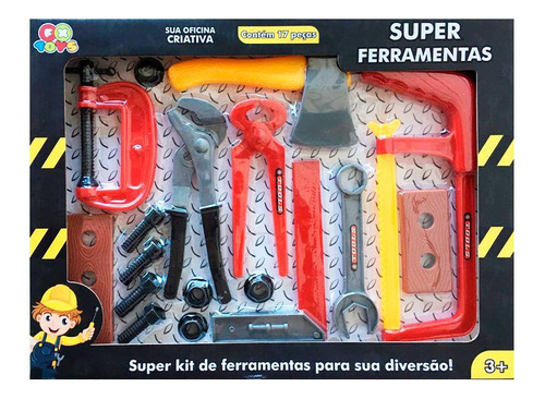 Kit Caixa De Ferramentas Brinquedo Infantil 17 Itens
