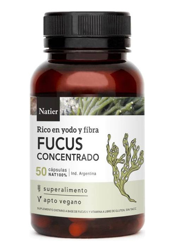 Fucus Natier Tiroides Control De Peso Apto Vegano 50 Caps