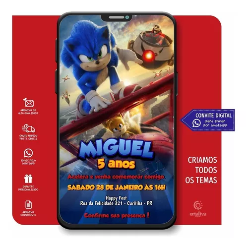 COMO FAZER UM CONVITE VIRTUAL DO SONIC PELO CELULAR (convite