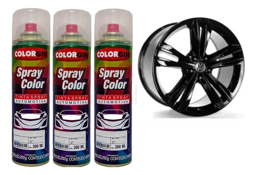 Kit Tinta Spray Automotiva Black Piano Pu 3 Unidades