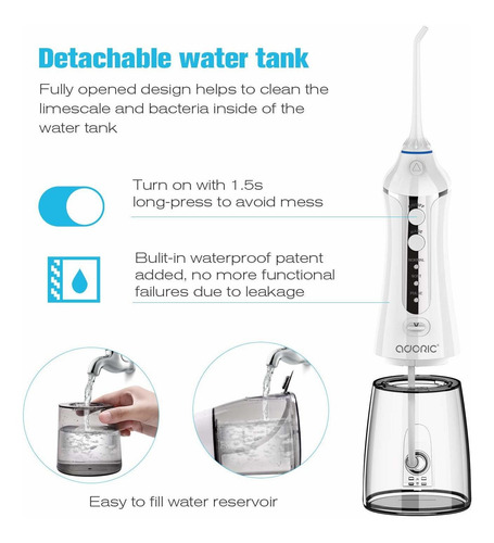 Adoric Inalámbrico Flosser Agua Para Los Dientes Portátil De