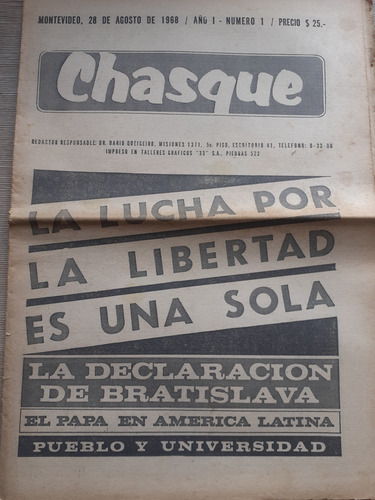 Semanario Chasque Año 1 Nº1 //agosto 1967