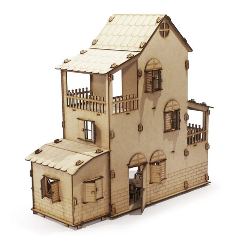 Casita De Muñeca + 36 Muebles Casa Granero Fibrofacil Lolita