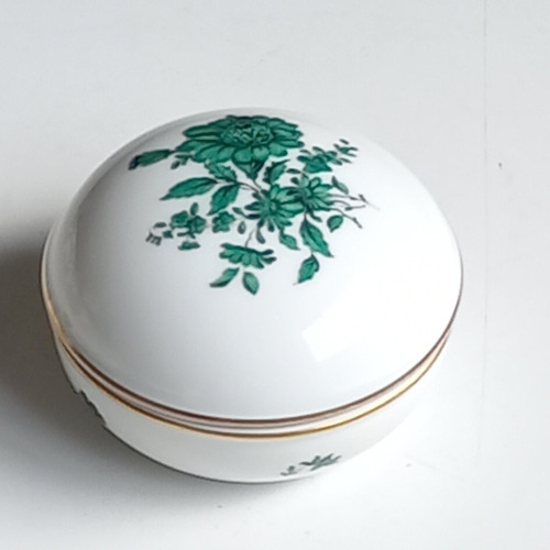 Caja Alhajero De Porcelana Austríaca Augarten Flores Verdes