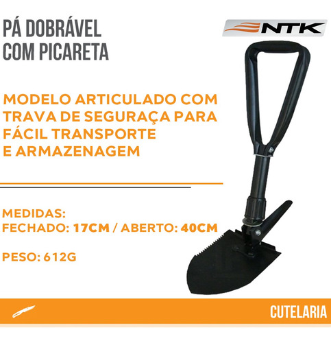 Pá Picareta Dobrável Nautika Ntk Offroad Exército Camping