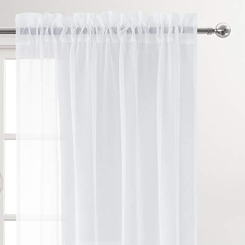 Cortinas Transparentes Tipo Lino, Juego De 2 Paneles