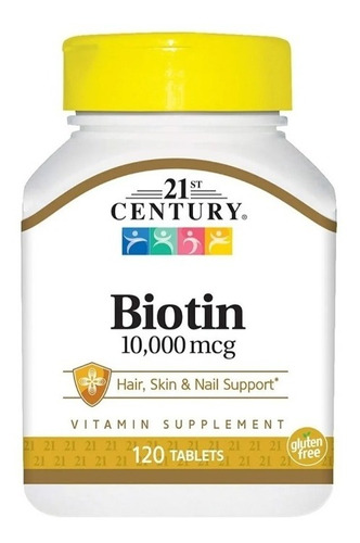 Biotina 21 Century Usa 120 Tabletas 10.000 Mcg 