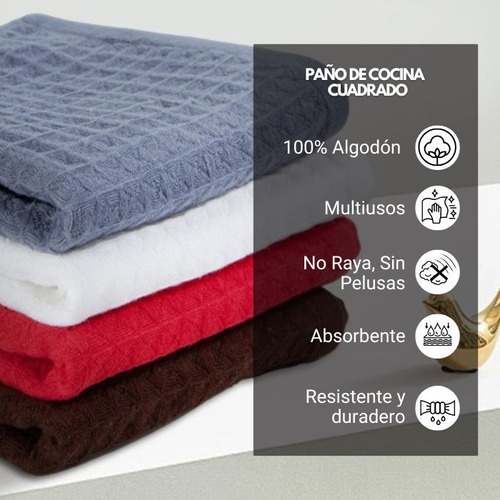 Paño De Cocina Multiuso Pack 6und Algodón 100% 29x29cm