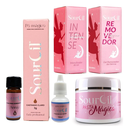 Kit Sobrancelha Intensificador Henna Pasta Magica Removedor 