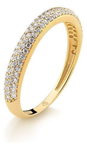 Anel PavĂȘ Em Ouro 18k Com 45,5 Pontos De Diamante Aro 20