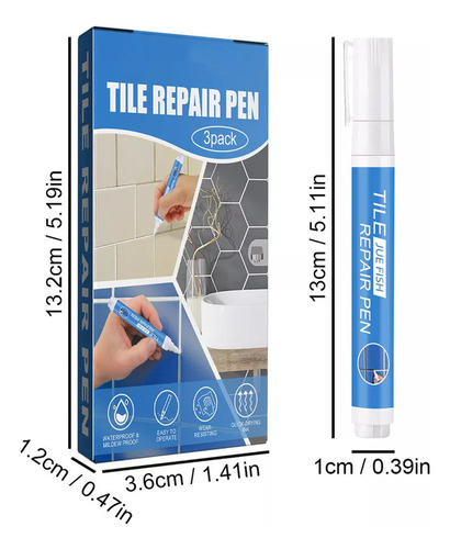 Conjunto De Canetas De Reparo Tile Grout Pen (3 Peças Branca