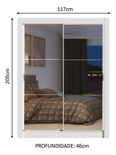 Ropero Closet Madesa Dallas Plus con 2 Puertas Corredizas con 2 Espejos Color Blanco