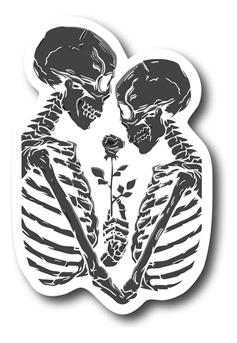 Calcomanía Con Diseño Calavera Y Corazón Arcoíris Terror Azú