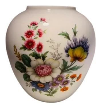 Antiguo Florero Porcelana Pintado A Mano Original Con Sello