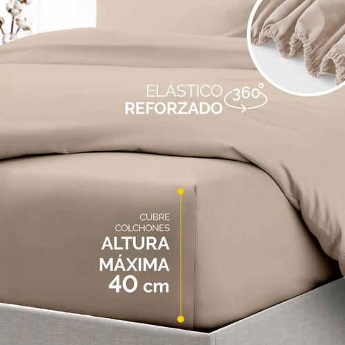 Oh!sheets Sabanas Algodón Egipcio 500 Hilos 7pz King Size Beige Liso
