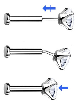 Piercing Cristal Engarzado Push Pin Titanio Labret Helix 3mm
