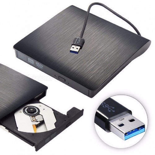 Gravador  Dvd Externo Usb 3.0 Preto Com Nf