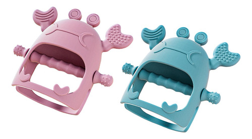 2 Uds Juguete De Dentición De Silicona Para Rosa Y Azul