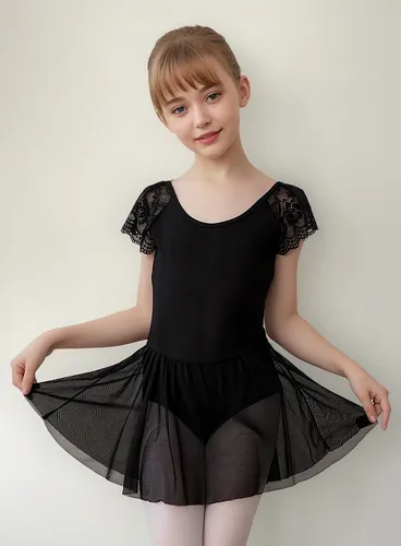 Vestido De Ballet, Poncho Y Medias De Baile De Encaje Para N