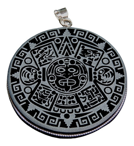 Dije Obsidiana Negra Calendario Azteca O Solario Mexica