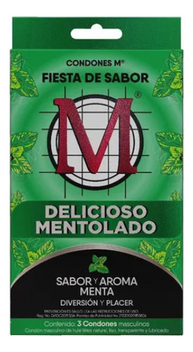 Caja X3 Preservativos Lubricados Sabor Menta Condones M
