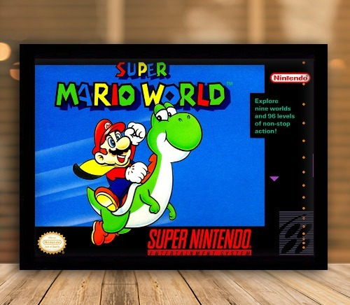 Quadro Decorativo Super Mario World Sness Cover Retro A3