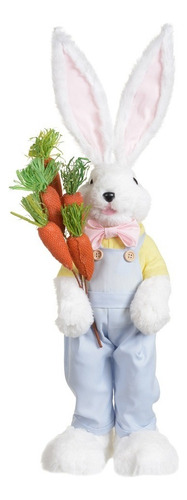 Decoración de conejo de pascua con ramo de zanahorias, 60 cm