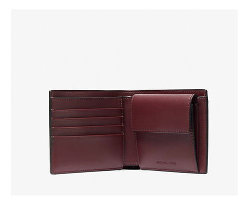 Billetera Michael Kors 36u9lcrf6b Con Diseño Liso Color Bordó De Piel - 9.3cm X 11.5cm X 2cm