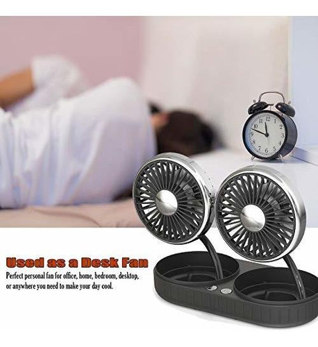 Ventilador Usb Vehiculo Doble Cabeza Montado Tablero 3 °