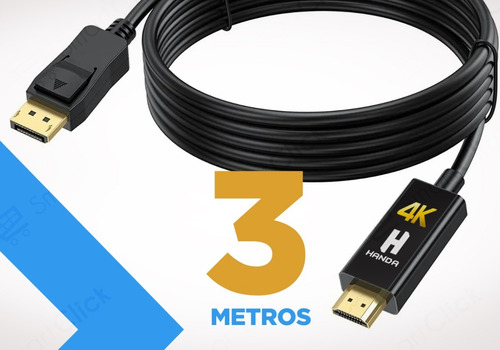 Imagen 3 de 10 de Cable Displayport A Hdmi 4k Adaptador Pc Ultra V2.0 3 Metros