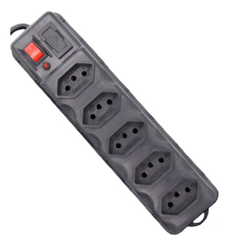 Régua Bivolt 5 Tomadas 10a Filtro De Linha Cabo 90cm Preto