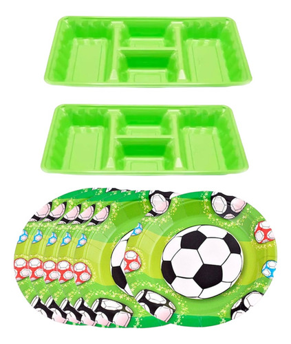 Set De Bandejas Y Platos Aperitivos Fútbol X 9 Piezas 