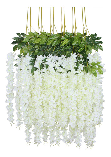 12 Piezas De Seda Artificial Wisteria Vine 3.6 Pies Rat...