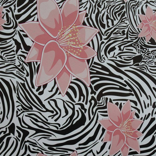 Papel De Parede Animal Print Zebra Em Cores Preto, Rosa E Br