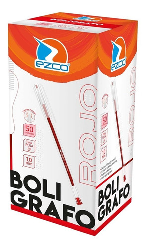 Bolígrafo Birome Ezco Rojo 1mm Trazo Medio Caja X 50